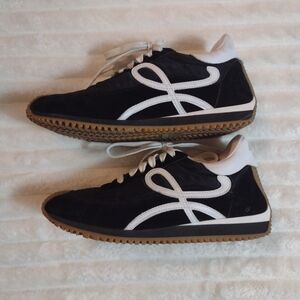 Loewe Flow Black Suede Leather & Nylon Sneakers Italy Women EU 39/US 8-8.5 *Read